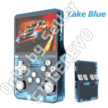R36S Handheld Game Console 3.5-In 640*480 Ips Oca Screen 3200Mah Opensource System Rk3326 Blue Transparent