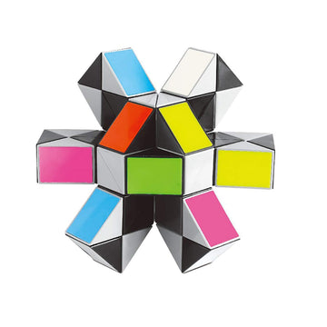 Larger Snake Cube Puzzle Fidget Sensory Toy Vivid Rainbow 8 Colors Magic Ruler Twist Cube Puzzle Games Brain Teaser Puzzles Top Anti-Anxiety Fidget Twisty Toys (48 Wedges)