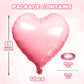 12 Pcs Heart Balloons, 18 inch Pink Heart Shaped Balloons, Big Heart Helium Balloons, Heart Love Foil Balloons for Wedding Baby
