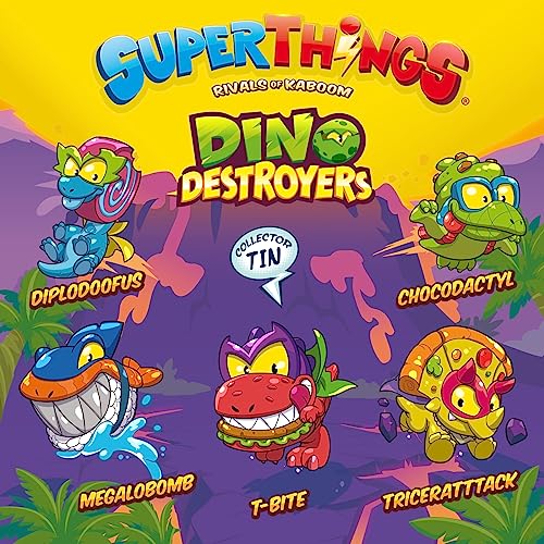 Superthings Tin Dino Destroyers - Tin With 5 Superthings Exclusive Dinosaurs With Metallic Effect