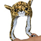 JOYHY Kids Adults Plush Hat Ear Moving Ear Flap Hat With Paw Brown Leopard