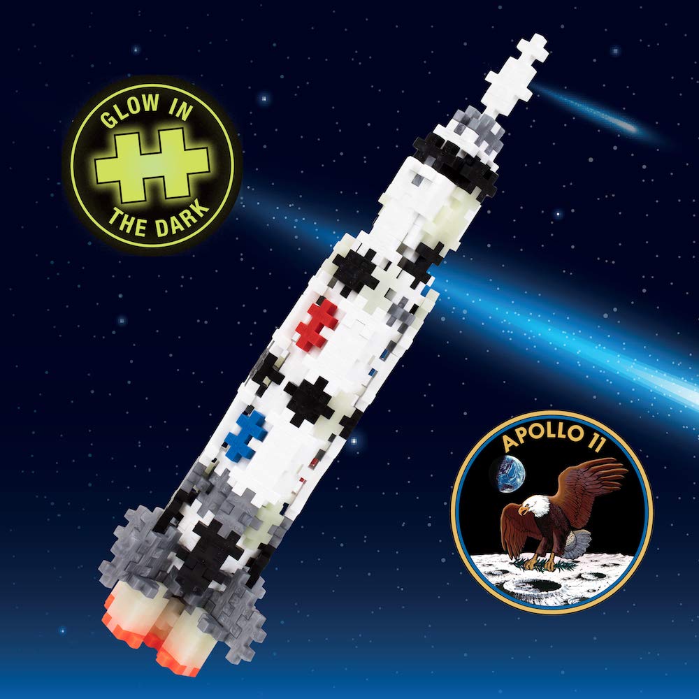 Plus Plus – Mini Maker Tube – Saturn V Rocket, Apollo 11 Space Playset – 240 Piece, Construction Building Stem | Steam Toy, Interlocking Mini Puzzle Blocks For Kids