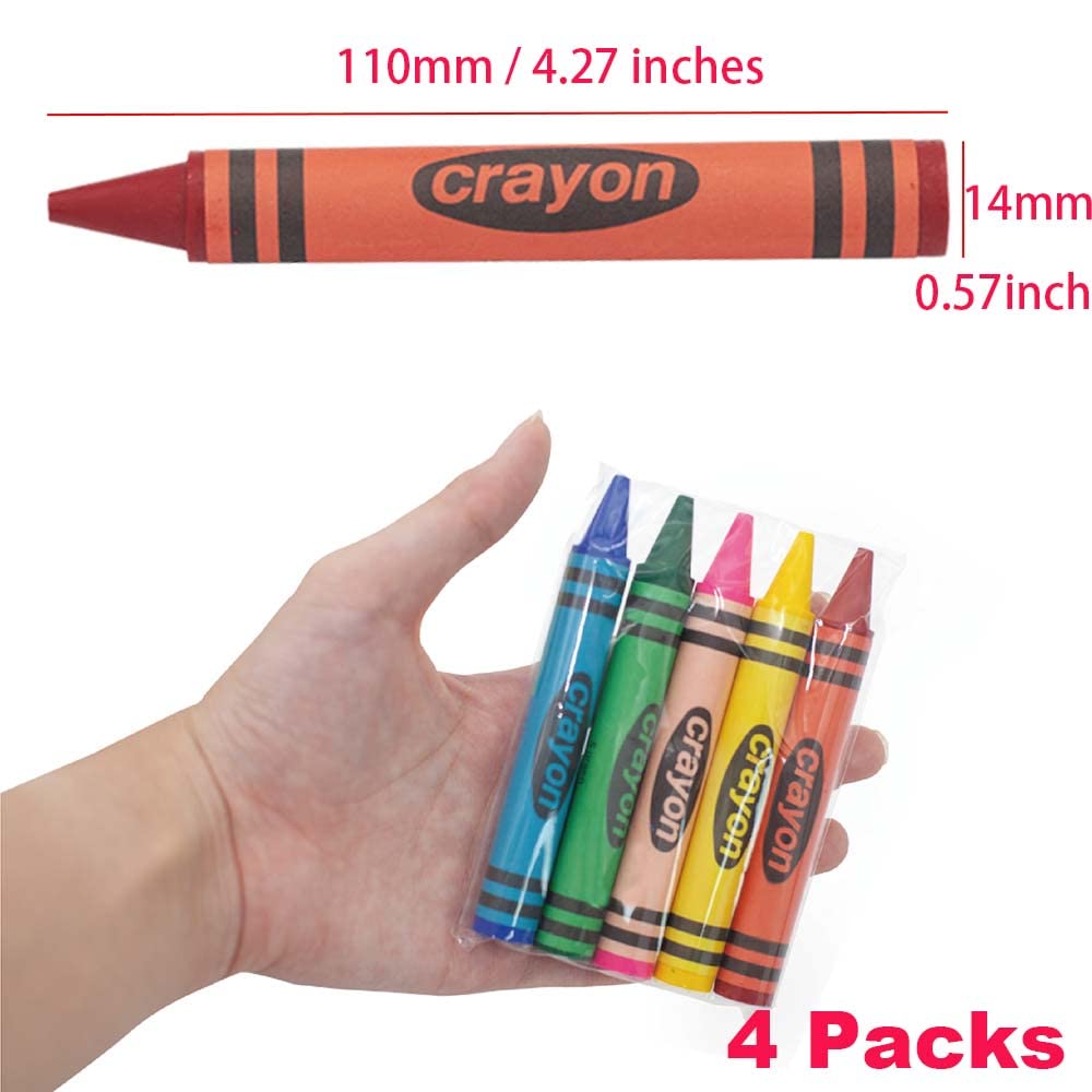 Lucky Art 4 Sets of 5 Packs (20 count) Jumbo Size Crayons - Mini Crayon Packs Non-Toxic Crayons; Crayons in bulk for Kids Party