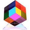 Ikeelo Color Cube (50Mm) With Stand - Mesmerizing Color Mixing Acrylic Glass Prism For Color Recognition, A Fun Conversation Starter