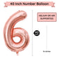 Paticool 40 Inch Rose Gold Number Balloon 6, Large Number Foil Balloons Mylar For Girl Boy Birthday Party Celebration Decoration