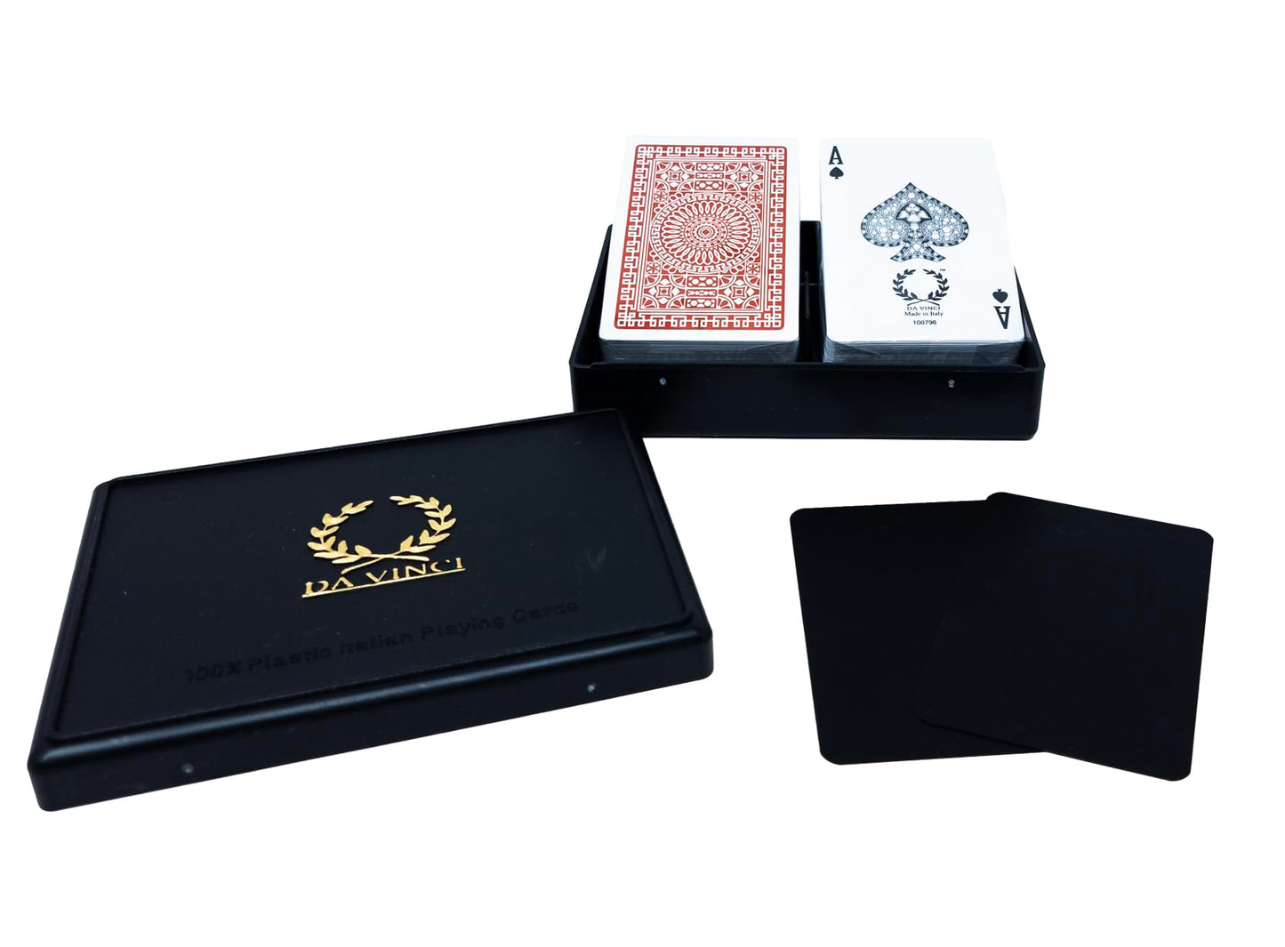 Da Vinci Palermo, Italian 100% Plastic Playing Cards, 2 Deck Set With Hard Shell Case And 2 Cut Cards (Bridge Size Regular Index)