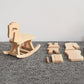Toddmomy Mini Wooden Rocking Horse 3 Sets Unfinished Rocking Horse Figurines & Christmas Tree Decorations for DIY Craft Painting