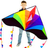 Kaiciuss Rainbow Kite For Kids & Adults Easy To Fly, Large Single Line Kite For The Beach, 55' X 28' Delta Kite Comes With 300 Ft String Kite Handle