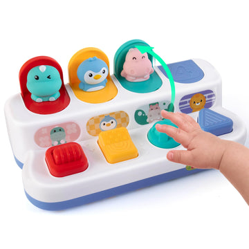 Montessori Cause And Effect Toy 6-12 Months, Baby Push Button Pop Up Animal Toy, Interactive Sensory Toys For Toddlers 1 2 3, De