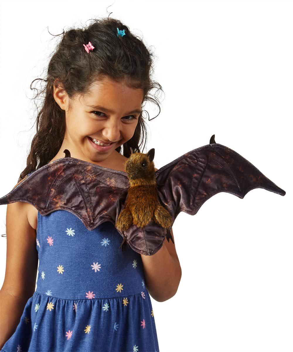 Folkmanis Fruit Bat Hand Puppet, Brown, Black