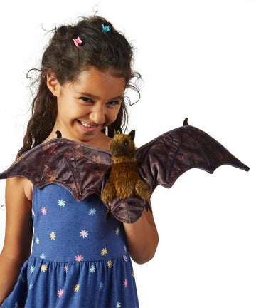 Folkmanis Fruit Bat Hand Puppet, Brown, Black