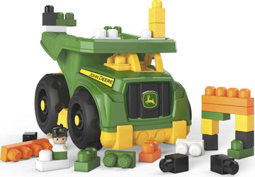 Mega Bloks John Deere Toddler Building Blocks Toy Set, Dump Truck With 25 Pieces And Storage, 1 Figure, Green, Ages 1+ Years