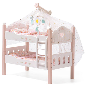 Robotime Baby Doll Bunk Beds, Wooden Baby Doll Crib, Stackable Doll Bed Toy, High18 Inch Dolls Furniture Fits American Girl 3+ (