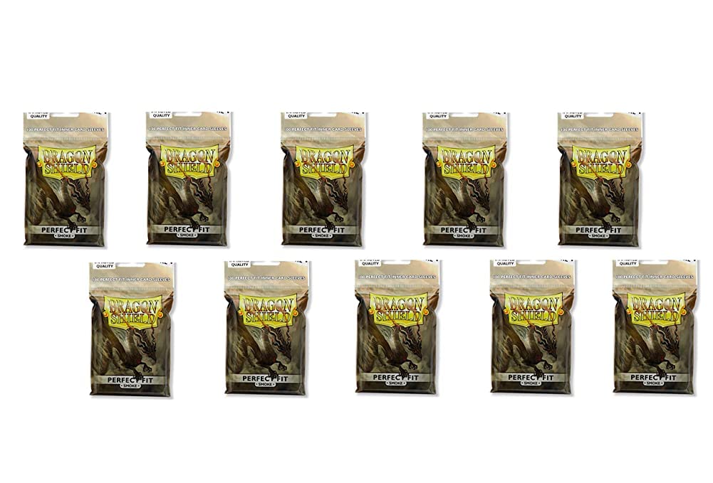 10 Packs Dragon Shield Perfect Fit Smoke Inner Sleeves Standard Size 100 Ct