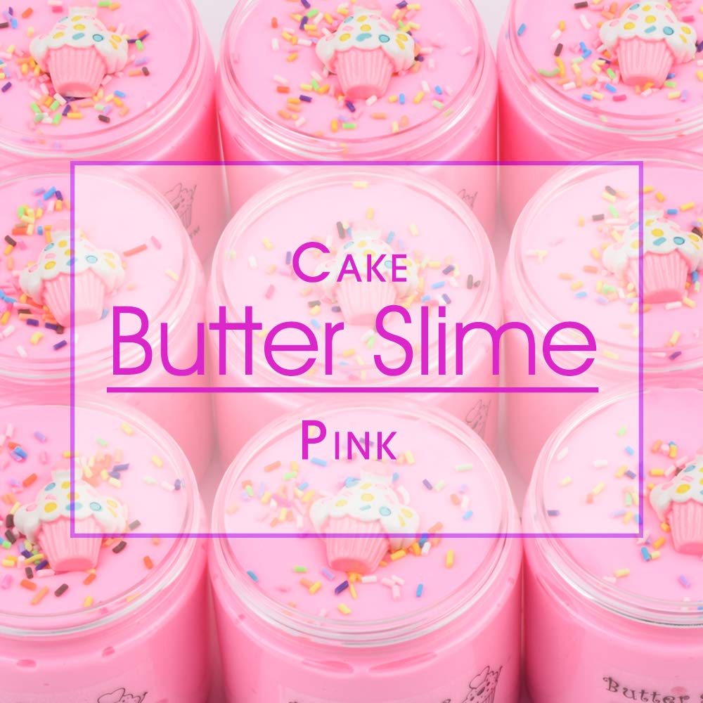 Pink Cake Butter Slime 200ML Premade Butter Slime Non Sticky Cotton Mud Stress Relief Sludge Stretchy Toys for Kids Party Favors