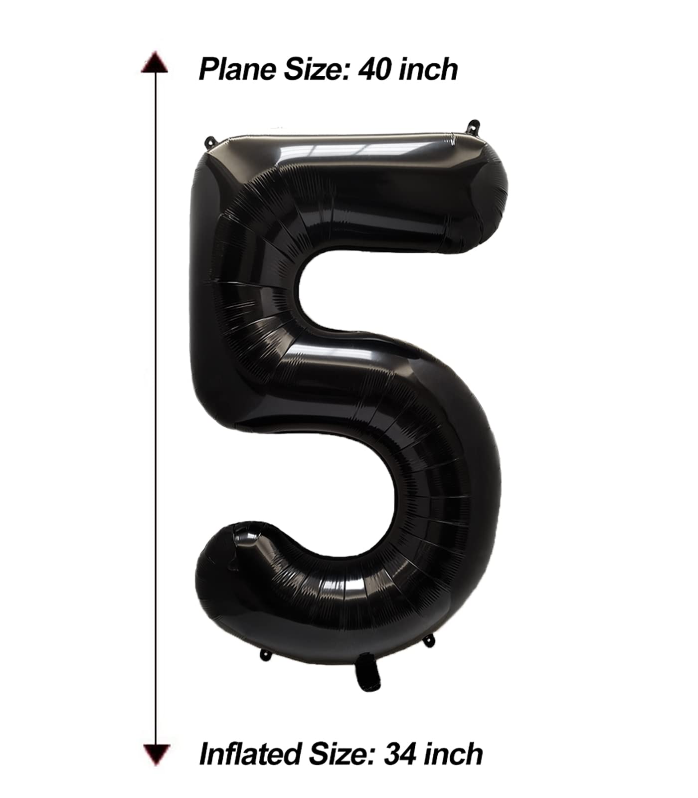 Aule 40 Inch Big Black 5 Balloon Number Large Foil Helium Number Balloons 0-9 Jumbo Giant Happy 5Th Birthday Party Decorations F