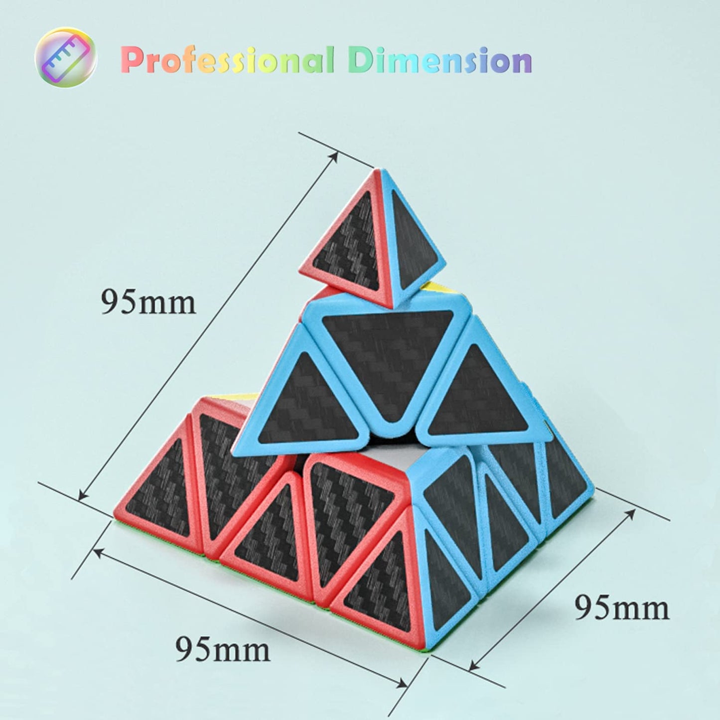 Roxenda Pyramid Speed Cube, 3X3X3 Qiming Pyramid Speed Cube Triangle Cube Puzzle Magic Cube (Carbon Fiber)
