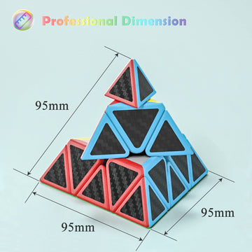 Roxenda Pyramid Speed Cube, 3X3X3 Qiming Pyramid Speed Cube Triangle Cube Puzzle Magic Cube (Carbon Fiber)