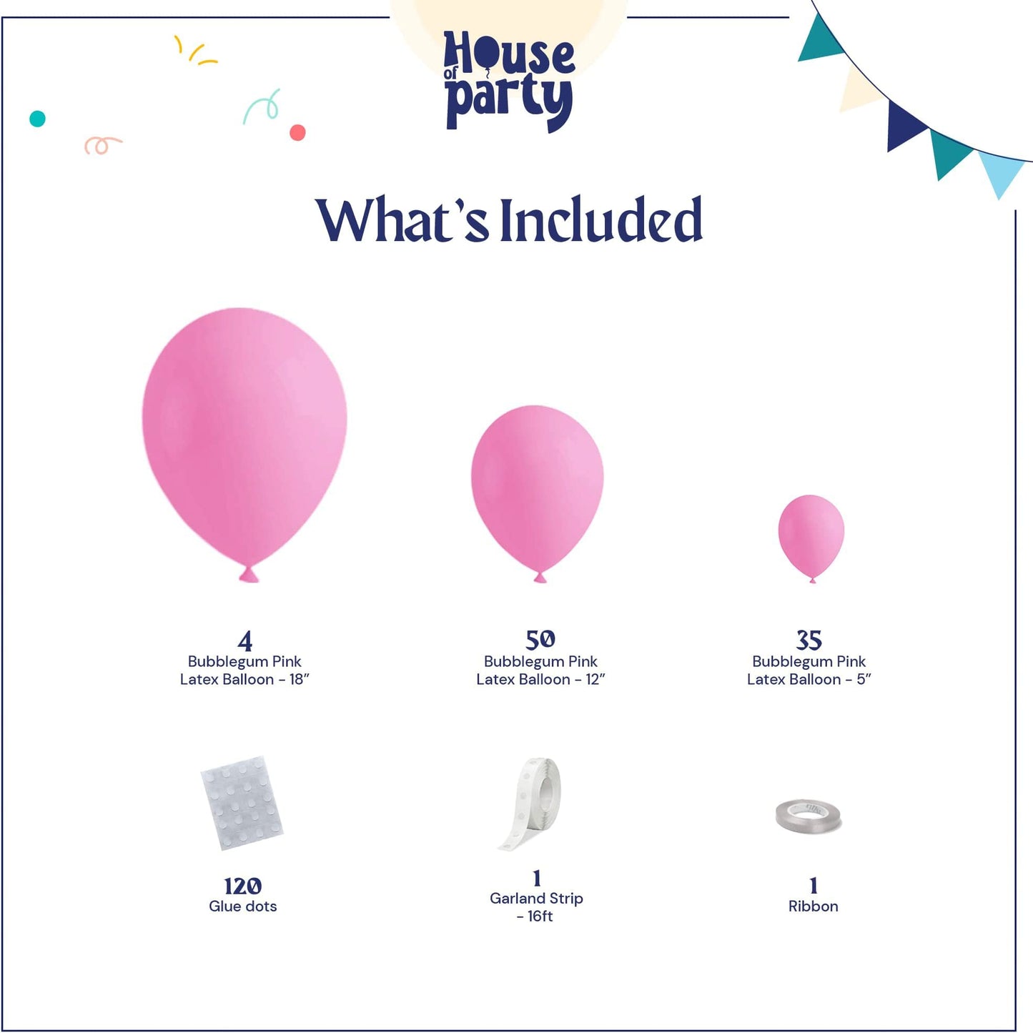 House Of Party Pink Balloon Garland - Baby Pink Balloons, 5/12/18 Inch Balloon Arch Pink For Graduation Party, Birthday, Wedding
