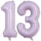 Number Balloons 13 Pastel Purple, 40 Inch Lavender Mylar Foil Number 1 & 3 Balloons For Girls 13Th Birthday Balloons, Large Ligh