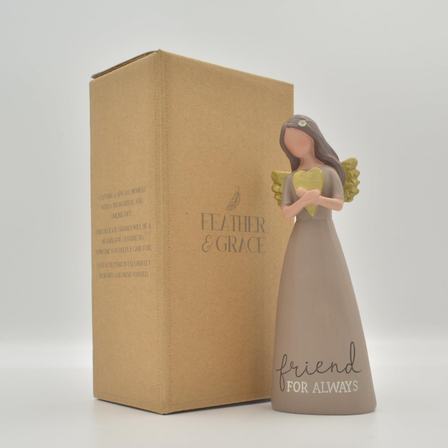Blossom Bucket Friend For Always Heart Chocolate Brown 6 Inch Resin Stone Angel Figurine (Bb-1911-12692)