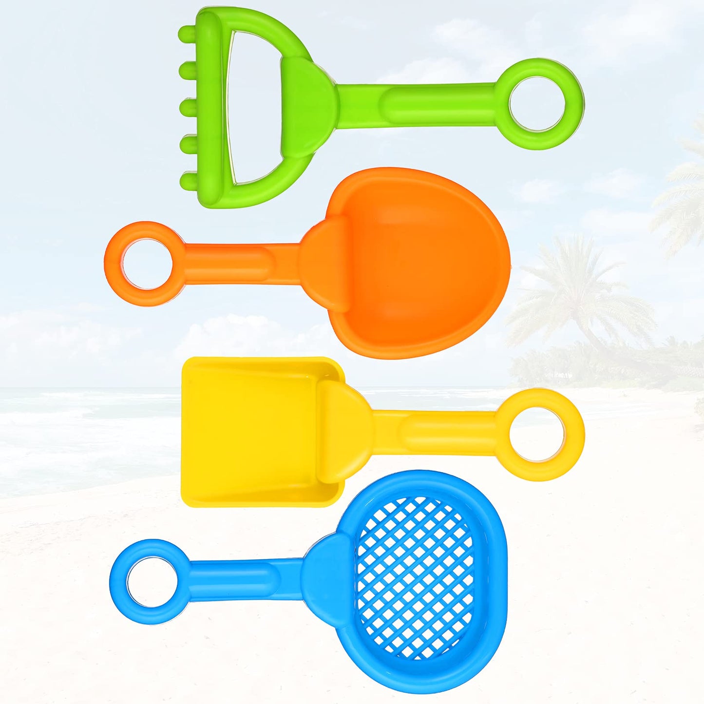 Skylety 8 Pieces Kids Beach Sand Shovels Colorful Plastic Rake Beach Sand Sifter Toy Shovel for Teens Garden Beach Toys (Fresh S
