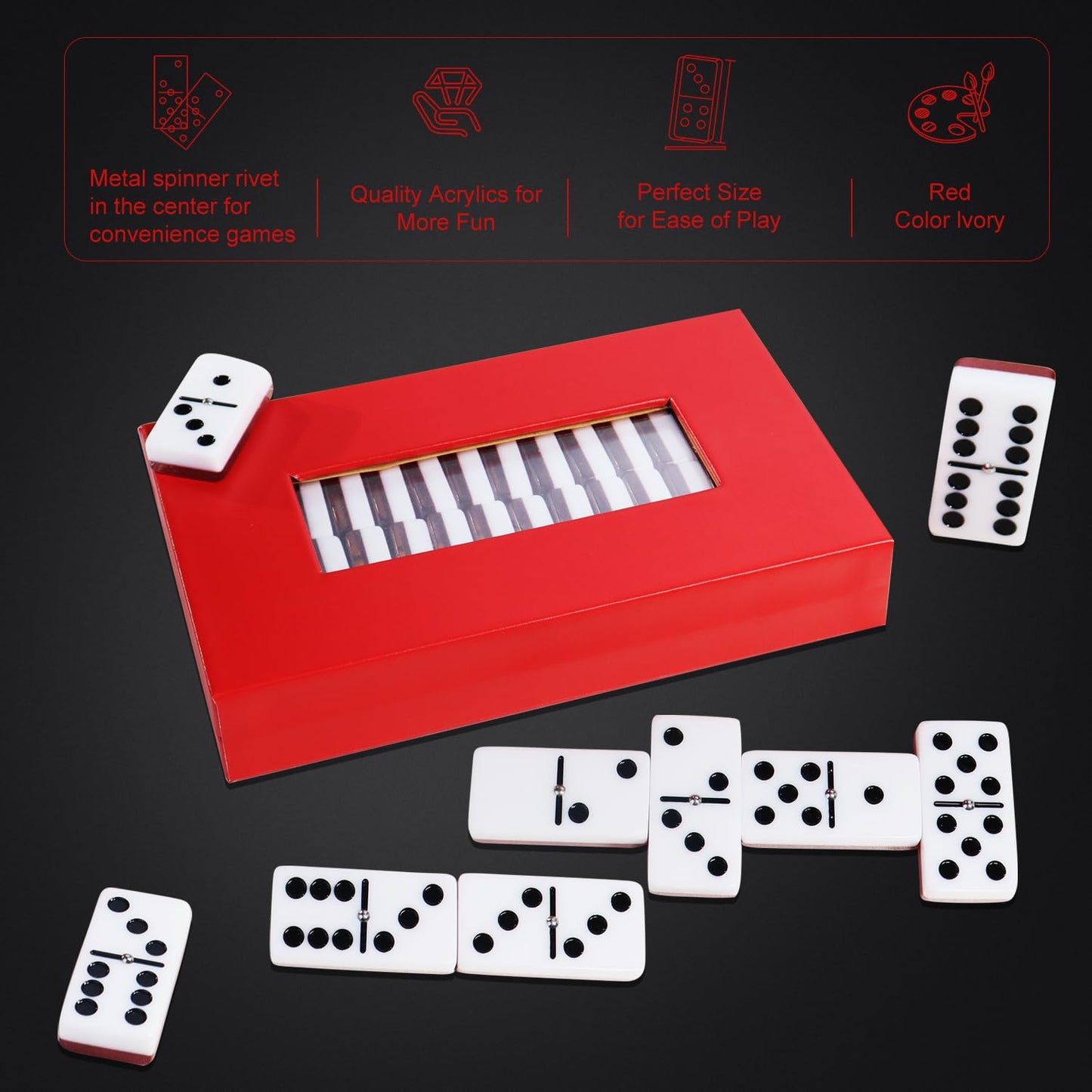 IDTQ Double Six Standard Dominos Set 28 Tiles for Adults, Classic Numbers Table Games, Family Travel Dominos Games Night Ideal f