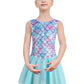 Eqsjiu Girls Gymnastics Leotards With Skirt Toddlers Dresses Skirts For Dance 2T 3T Mermaid Scales Green Aqua Colorful
