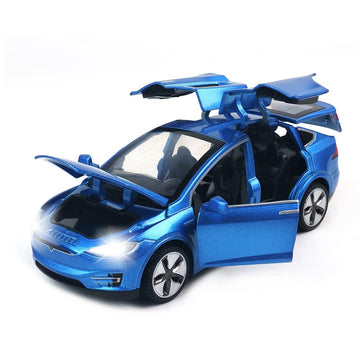 Model X Diecast Toy, 1:32 Scale Zinc Alloy Model X Car Pull Back Vehicles Door Opening With Light, Mini Collectible Model X90 Ca