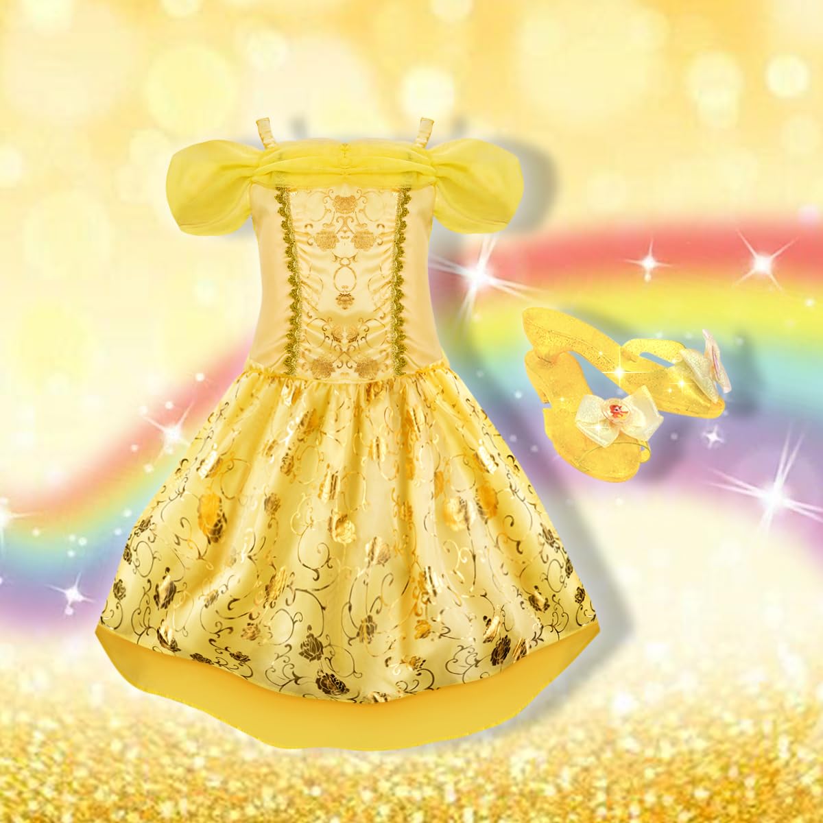 Meland Princess Dress Up For Girls 3-6, Dress Up Clothes For Girls With Princess Shoes Toy, Birthday Gift For Toddlers Girls