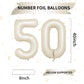 Biapian 40 Inch Cream Number 50 Balloon, 50Th Birthday Balloons, Big Digital 50 Beige White Giant 50 Foil Balloon Helium For Men