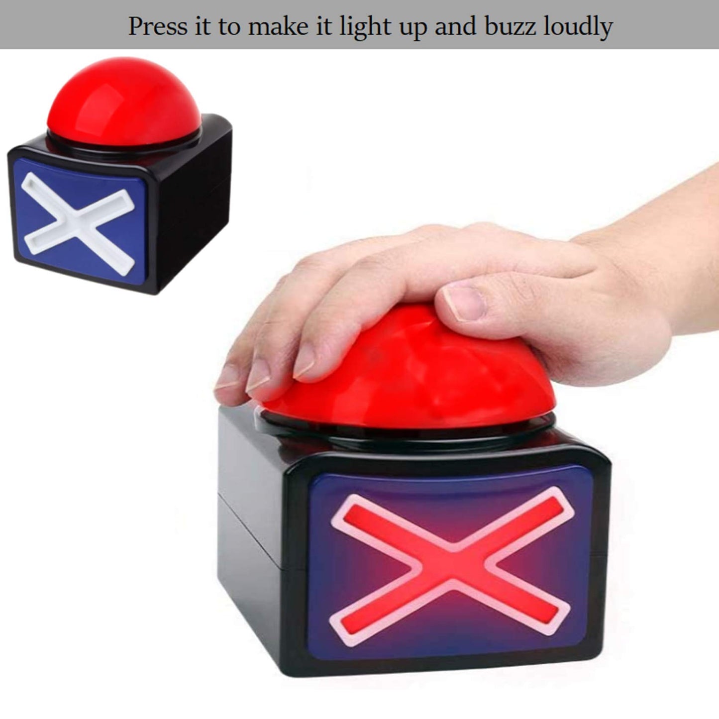 Ribosy Game Answer Buzzer, Game Buzzer With Lights And Sound Trivia Quiz Got Talent Buzzer, Buzzer Buttons For Game Show (Red-Black (1 Pack))