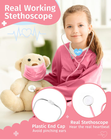 Gleamkid Doctor Costume For Kids Scrubs With Accessories,7Pcs Toddler Halloween Costume For Boy Girls