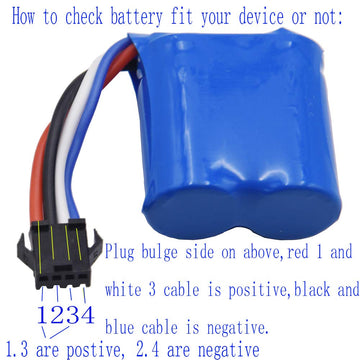 Blomiky 2 Pack 7.4V (2 x 3.7V) 600mAh Li-ion Battery with SM-4P Plug for Old Version UDI008 UD08 UDI001 Venom Speed RC Boat UDI0