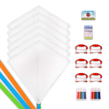 Diy Kites For Kids Kite Making Kit Bulk, Decorating Coloring Kite Party Pack,White Diamond Kite Kits (6 Pack)