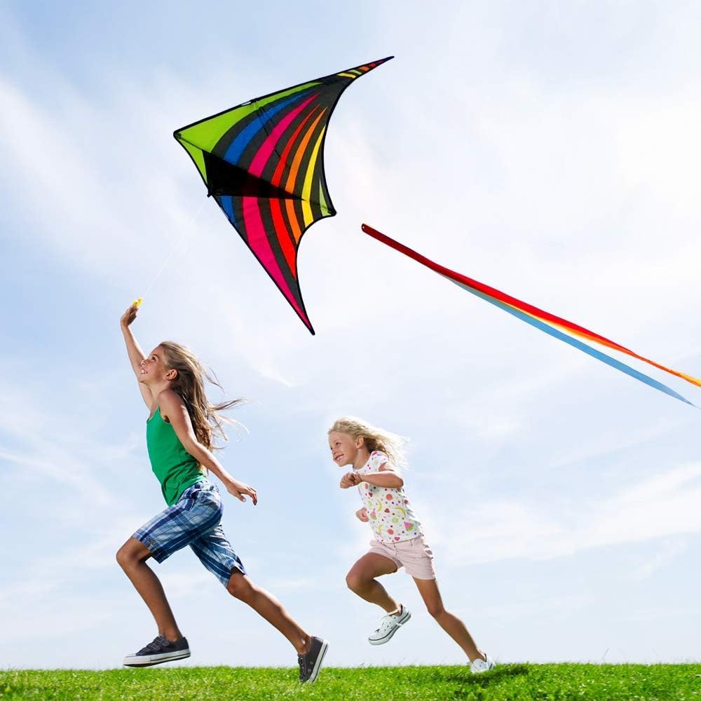 Mint'S Colorful Life 60'' Delta Kite With 7.1In Reel Winder, Easy Flying Kites & Kite String Spool For Kids & Adults, Best Beach