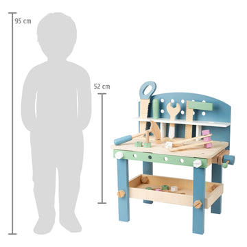 Compact Wooden Workbench by Small Foot -Tool Bench Set in Nordic Theme - 21+ Piece Playset Includes Hammer, Saw, Screwdriver, Na