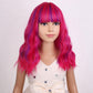 Pattnium Rose Mixed Purple Wig For Kids Child Magenta Wig With Bangs Girls Neon Pink Wig Cosplay Halloween Party Costume Wig