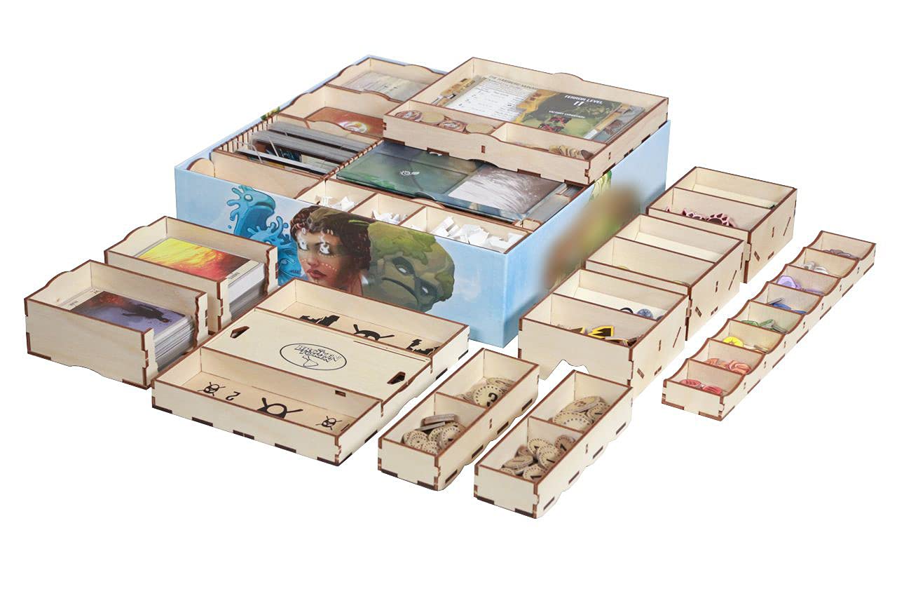 The Broken Token Game Organizer Compatible With Spirit Island - Wooden Game Organizing Box With Multiple Trays