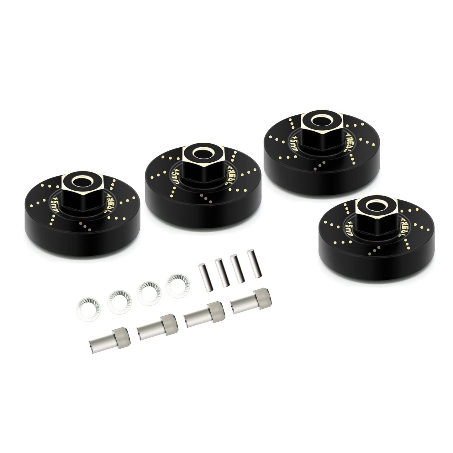 Treal Brass Extended Wheel Hubs (4P) +5Mm Axle Counter Weight 12G For Axial Scx24 Deadbolt C10 Gladiator Bronco -Black