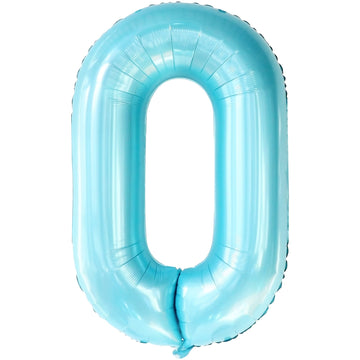 Giant Light Blue 0 Balloon Number - 40 Inch | 0 Foil Balloon | Light Blue Zero Balloon For Ocean Theme Birthday Party Supplies | 0 Mylar Light Blue Number Balloon | Zero Mylar Birthday Decorations