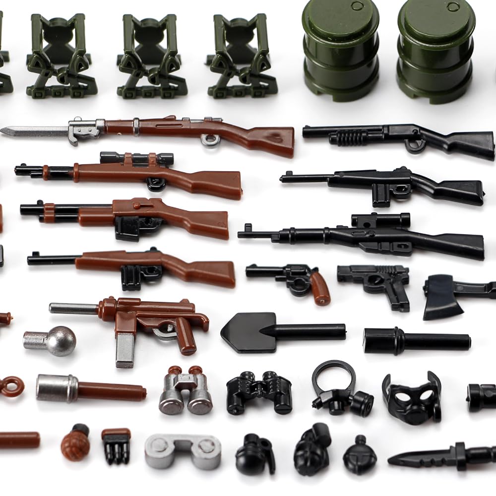 Feleph WW2 US Military Toy Weapons Set, Model T176, Small ABS Gear for Soldier Figures, Compatible with Major Brands