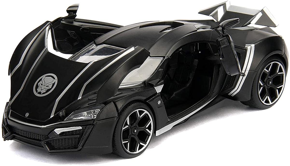Marvel Black Panther & Lykan Hypersport Die-Cast Car, 1:24 Scalevehicle & 2.75 Collectible Figurine