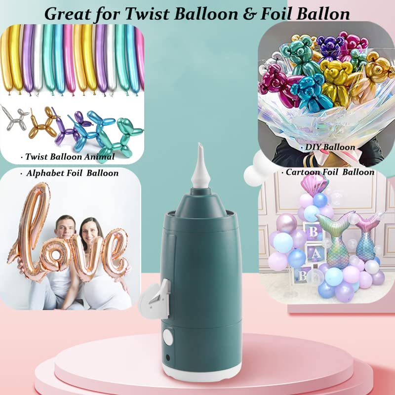 Electric Magic Balloon Pump,Portable Electric Air Inflator Party Air Blower Pump with 1 Nozzle 1 Balloon Cutter and 10 Pcs Long