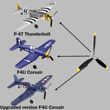 LEAMBE 3 Sets Spare RC Plane Propellers Compatible with F4U Corsair & P47 Thunderbolt Remote Control Airplane Nose Cone