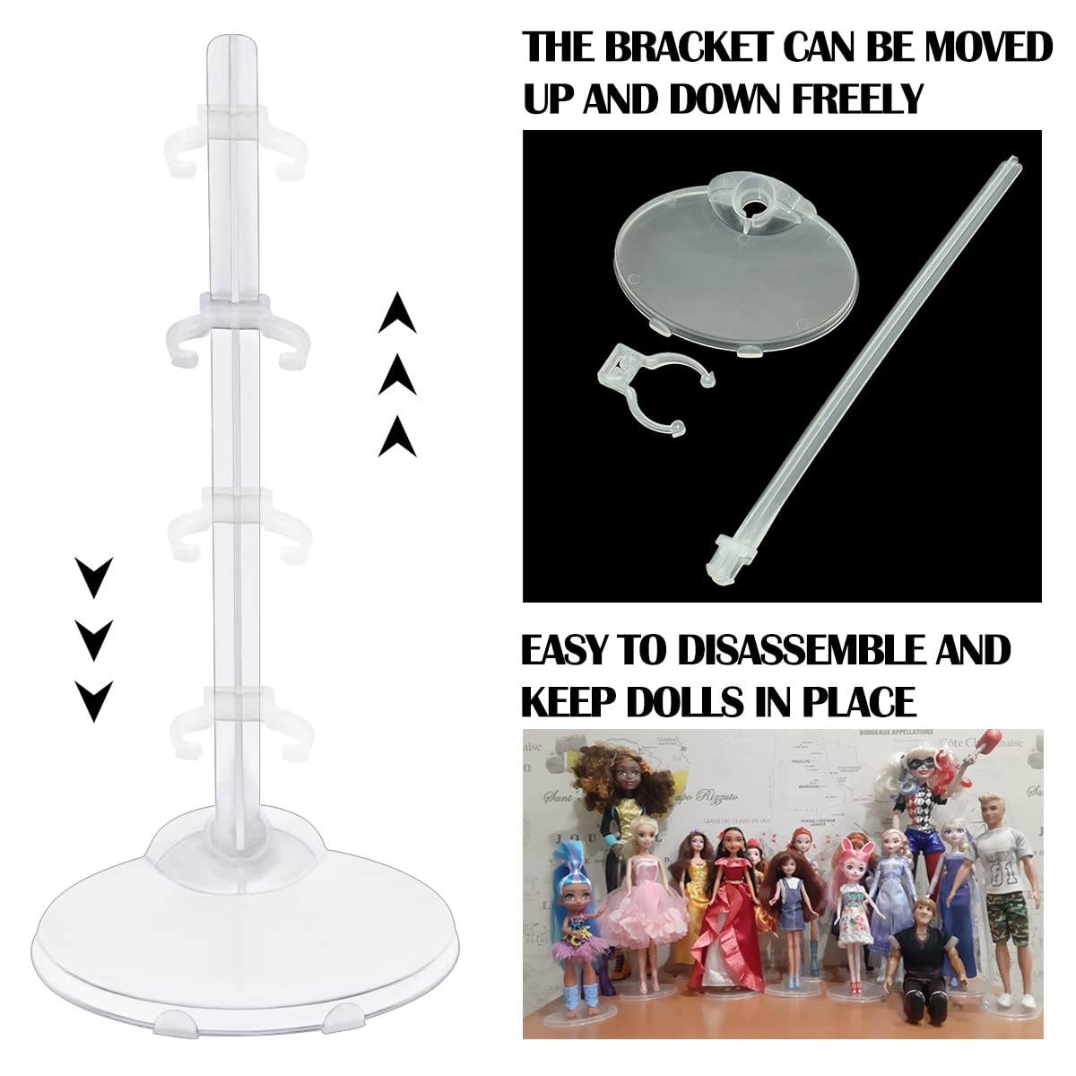 Lnq Luniqi 10Pcs Doll Stand Transparent Doll Display Holder Action Figure Display Rack Doll Model Support Frame Accessories