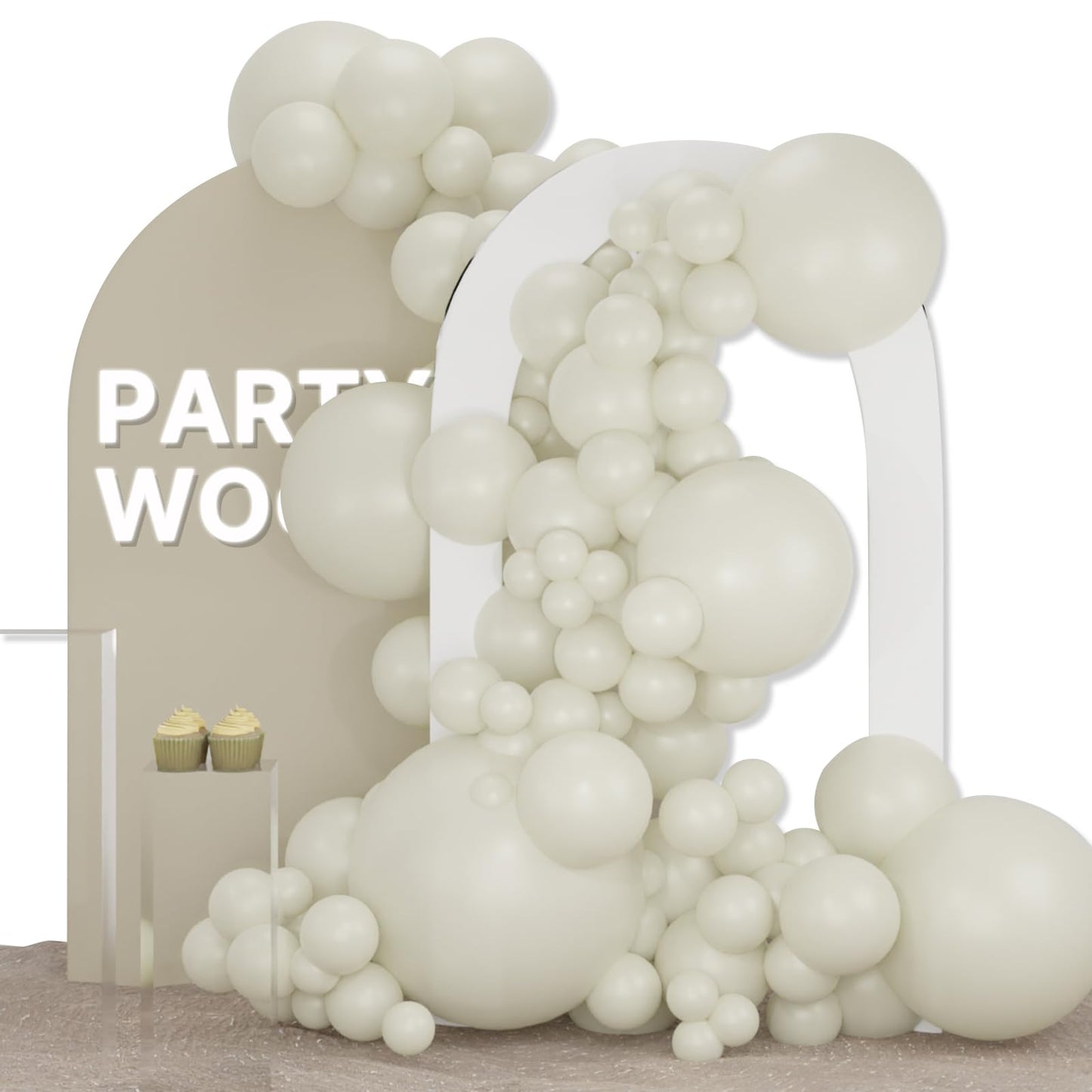 Partywoo White Sand Balloons, 127 Pcs Boho White Balloons Different Sizes Pack Of 36 Inch 18 Inch 12 Inch 10 Inch 5 Inch Sand White Balloons For Balloon Garland Arch As Party Decorations, White-F12