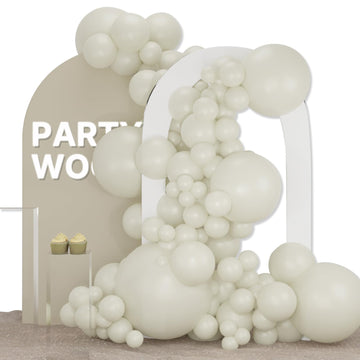Partywoo White Sand Balloons, 127 Pcs Boho White Balloons Different Sizes Pack Of 36 Inch 18 Inch 12 Inch 10 Inch 5 Inch Sand White Balloons For Balloon Garland Arch As Party Decorations, White-F12