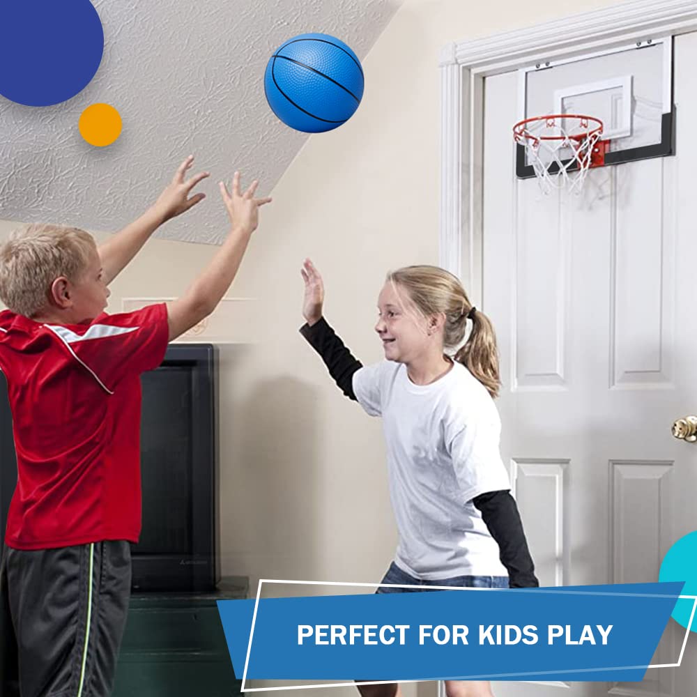 Dilabnba 6 Inches Mini Basketball Toy Set For Kids (Deflated/Pump Included) Over The Door Mini Hoop Basketball Replacements For Kids Teenagers For Pool, Indoors, Outdoors (Blue)