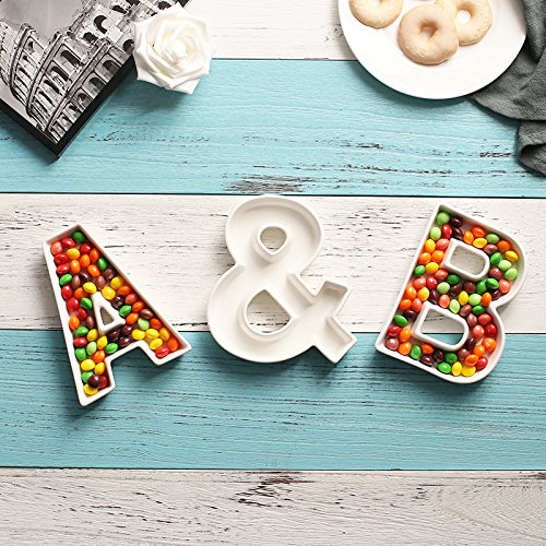 Coffeezone Small Ceramic Letter Dish & Plates for Candy/Nuts Ideas, Wedding Party Decor (Letter M)